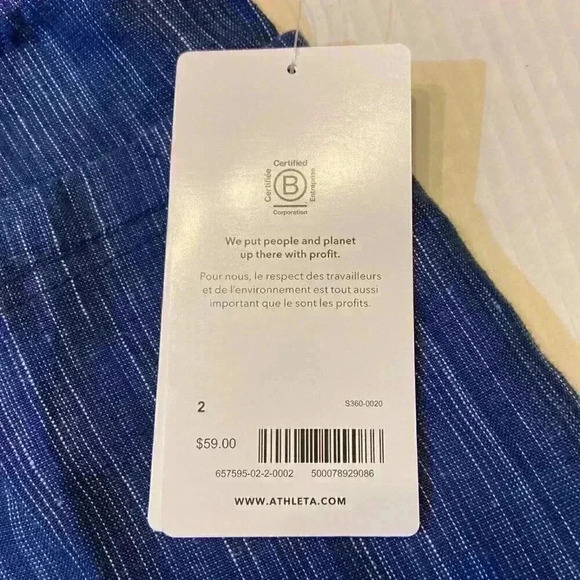 Athleta Women's 4" Short Blue Stripe Cabo Linen Textured Resortwear Travel Beach - Picture 9 of 11